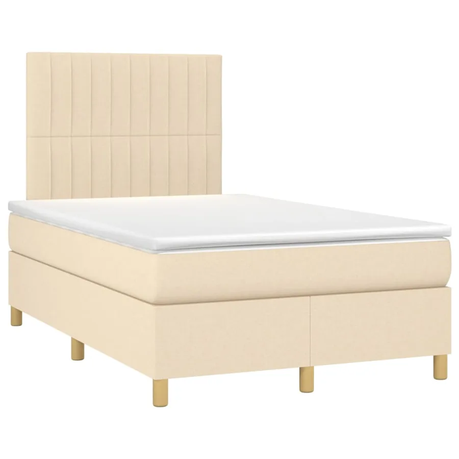 Sommier à lattes de lit et matelas et LED Crème 120x200cm Tissu - 3