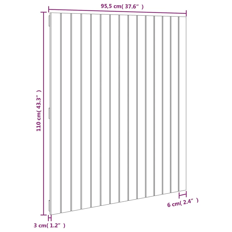 Tête de lit murale Marron miel 95,5x3x110 cm Bois massif de pin - 8