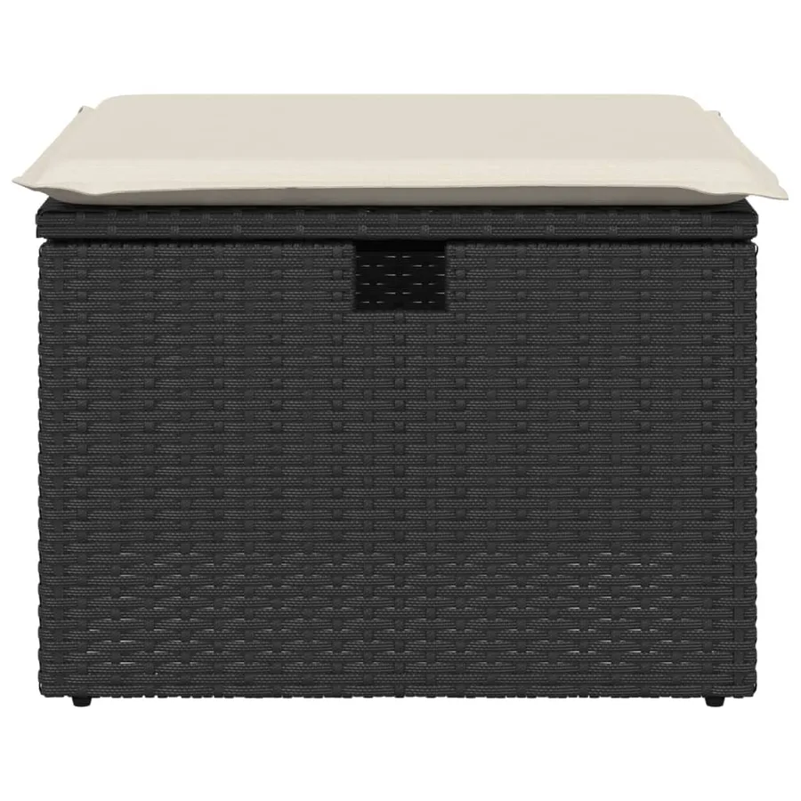 Tabouret de jardin avec coussin noir 55x55x37 cm résine tressée - 4