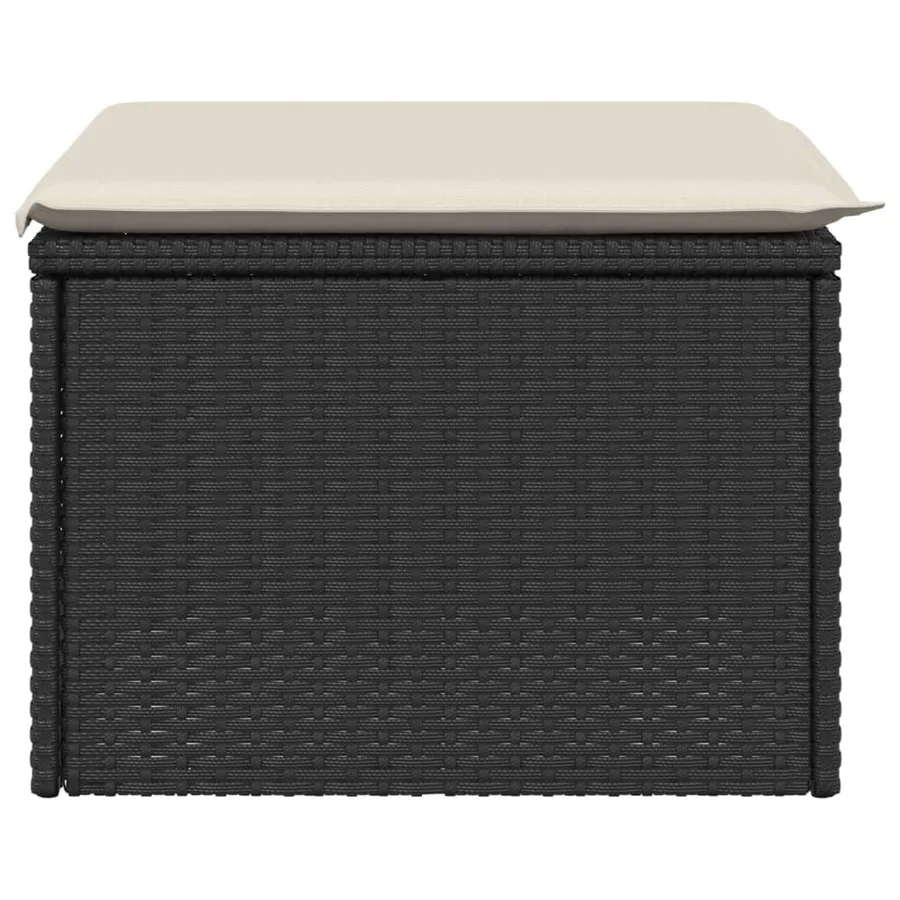 Tabouret de jardin avec coussin noir 55x55x37 cm résine tressée - 5