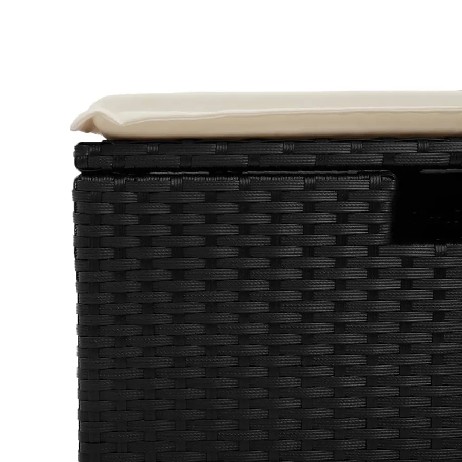 Tabouret de jardin avec coussin noir 55x55x37 cm résine tressée - 8