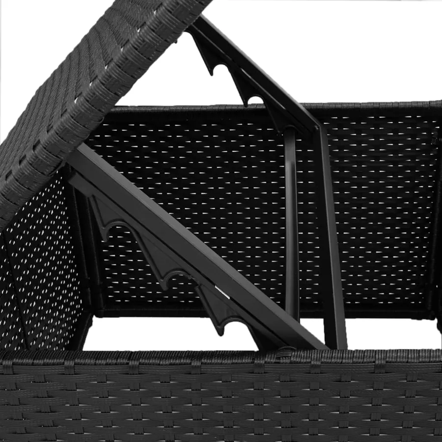 Tabouret de jardin avec coussin noir 55x55x37 cm résine tressée - 9