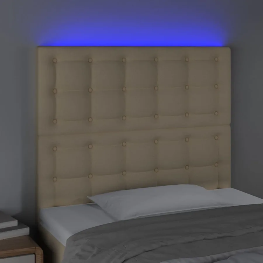 Tête de lit à LED Crème 90x5x118/128 cm Tissu - 3