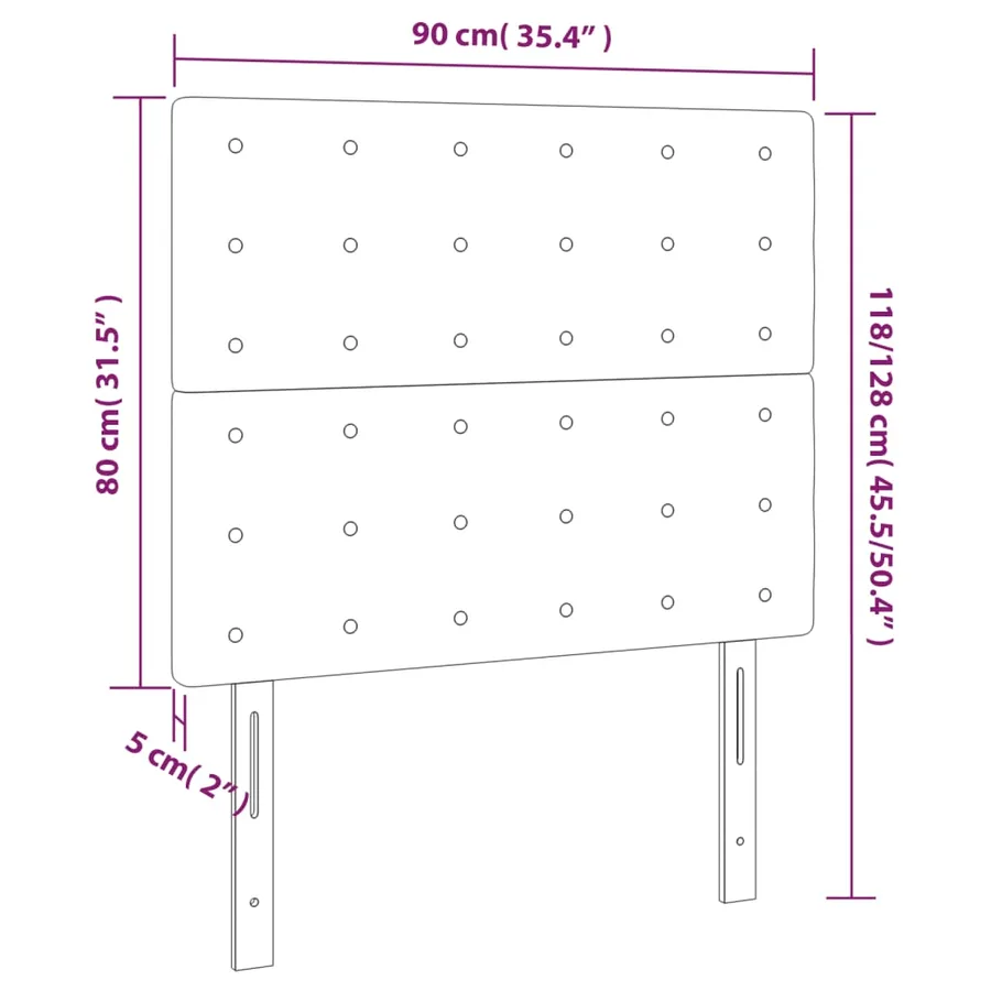 Tête de lit à LED Crème 90x5x118/128 cm Tissu - 6