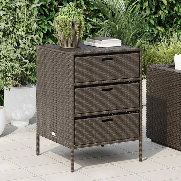 Armoire de rangement de jardin marron 55x59x80cm résine tressée