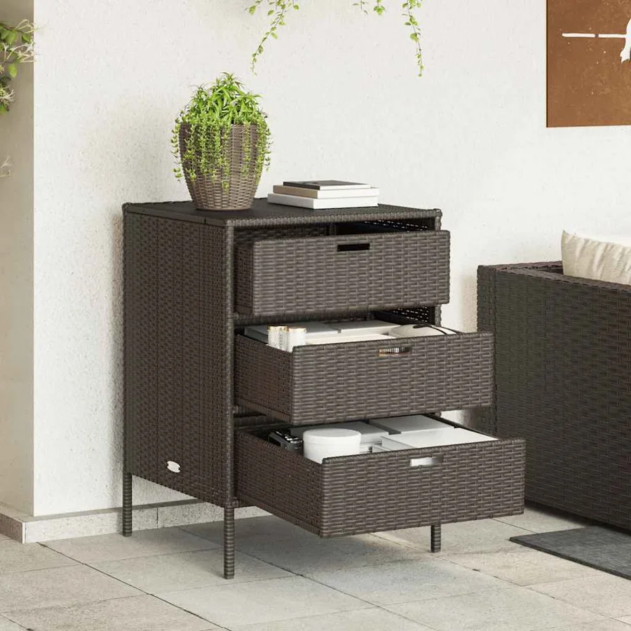 Armoire de rangement de jardin marron 55x59x80cm résine tressée - 3