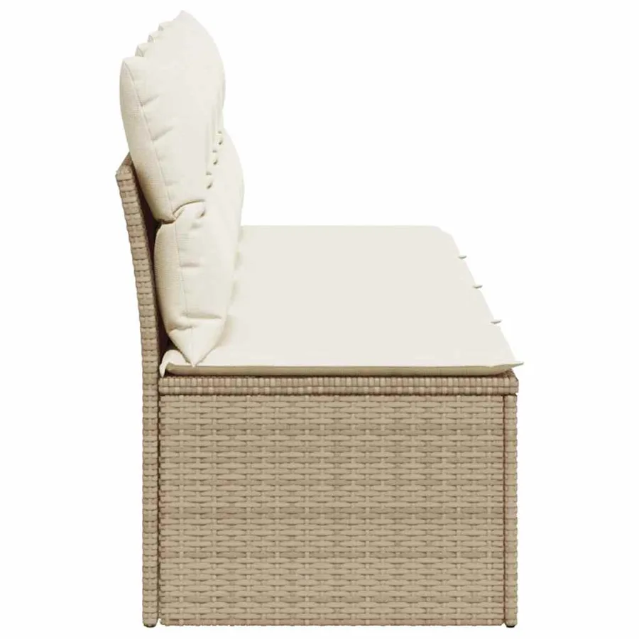 Canapé de jardin avec coussins 4 places beige résine tressée - 5