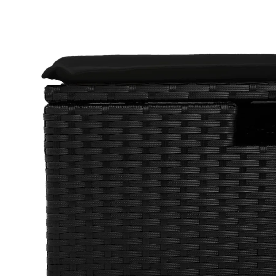 Tabouret de jardin avec coussin noir 55x55x37 cm résine tressée - 7