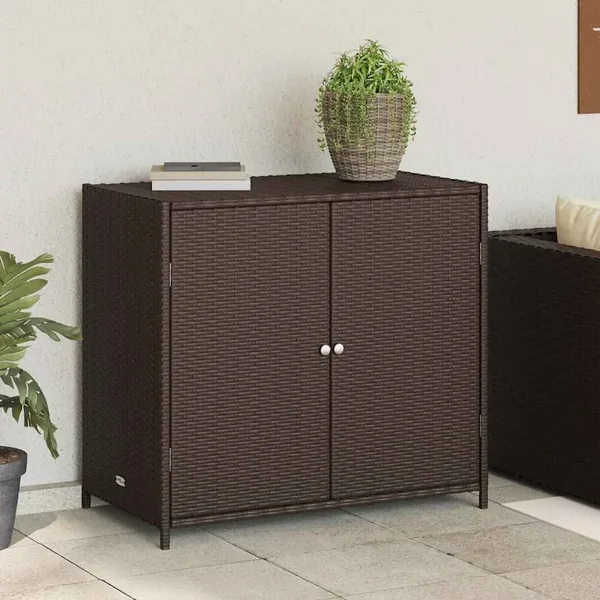 Armoire de rangement de jardin marron 83x45x76cm résine tressée