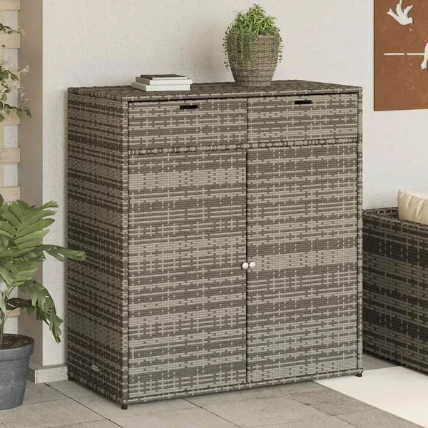 Armoire de rangement de jardin gris 105x55x113cm résine tressée