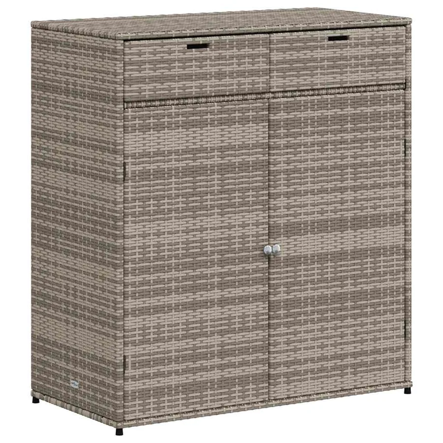 Armoire de rangement de jardin gris 105x55x113cm résine tressée - 2