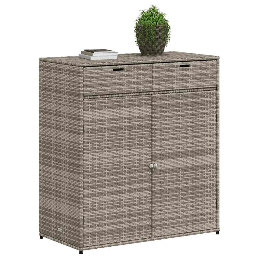 Armoire de rangement de jardin gris 105x55x113cm résine tressée - 5