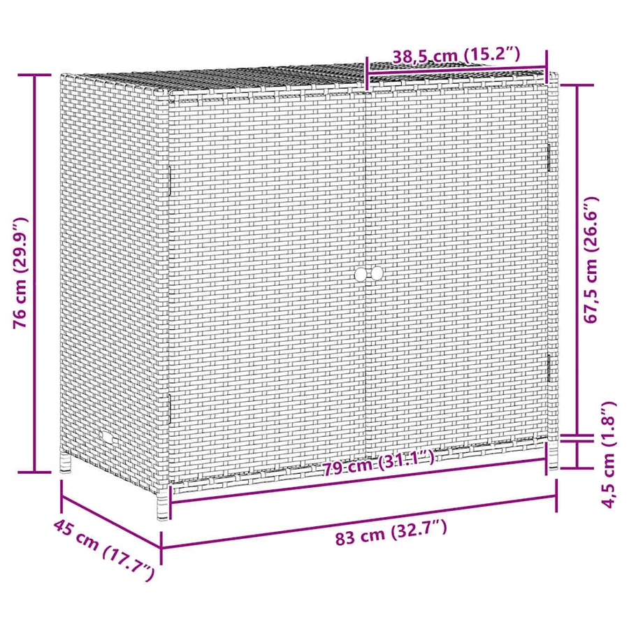 Armoire de rangement de jardin beige 83x45x76 cm résine tressée - 14