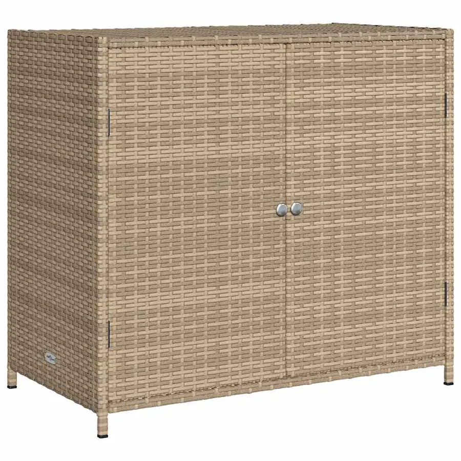 Armoire de rangement de jardin beige 83x45x76 cm résine tressée - 2