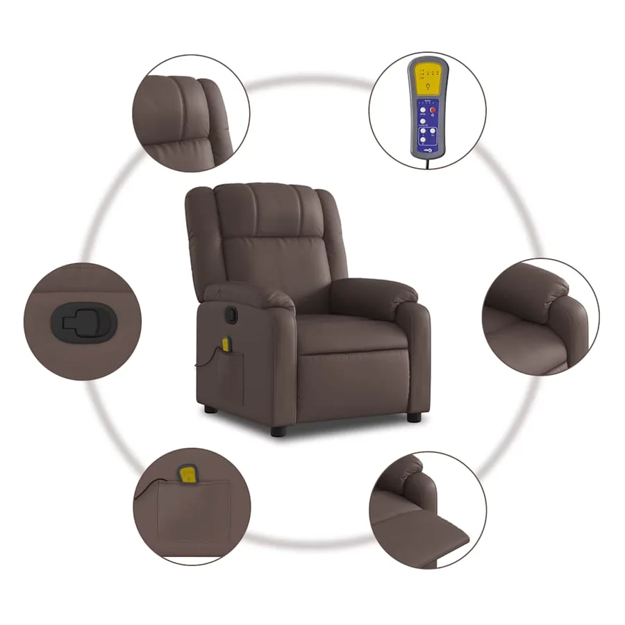 Fauteuil de massage inclinable Marron Similicuir - 6