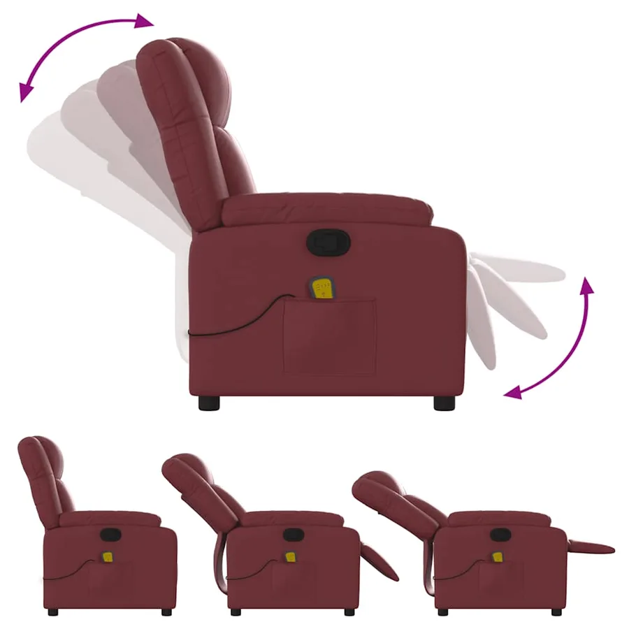Fauteuil de massage inclinable Rouge bordeaux Similicuir - 5