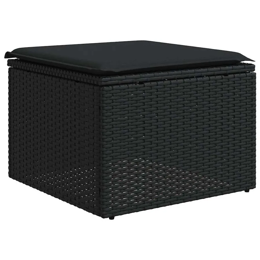 Salon de jardin 9 pcs avec coussins noir résine tressée - 6