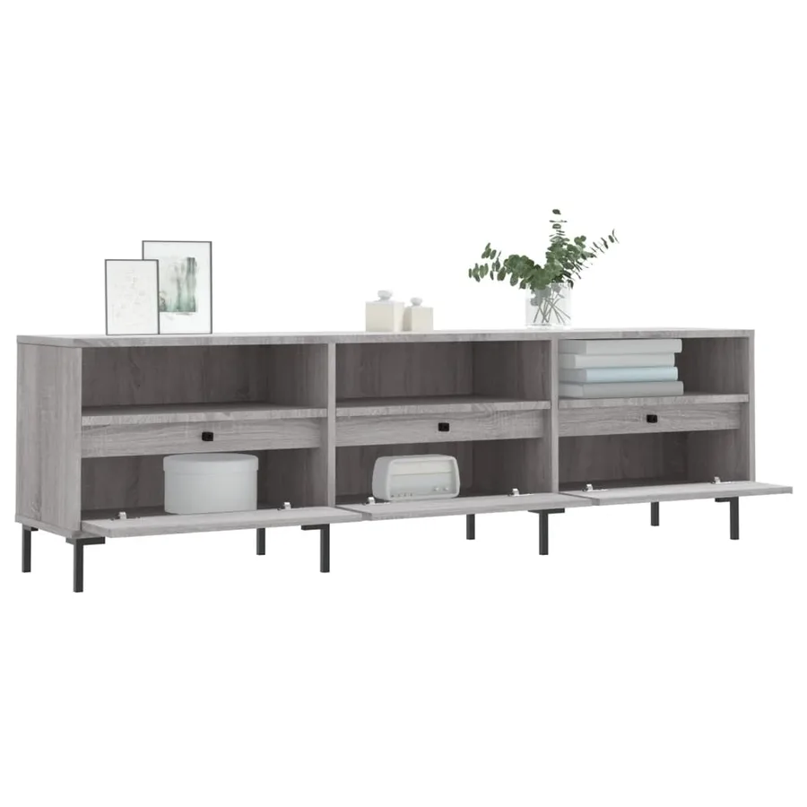 Meuble TV sonoma gris 150x30x44,5 cm bois d'ingénierie - 4