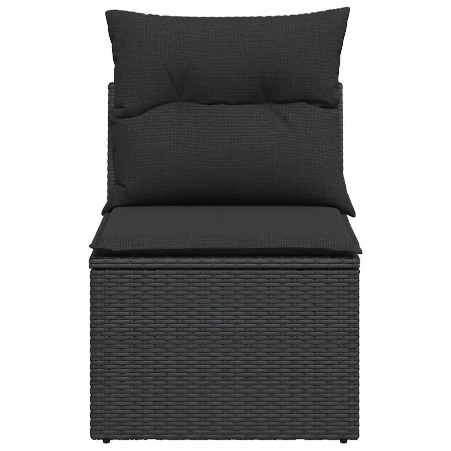 Chaise de jardin sans accoudoirs avec coussins en polyrotin noir - 4