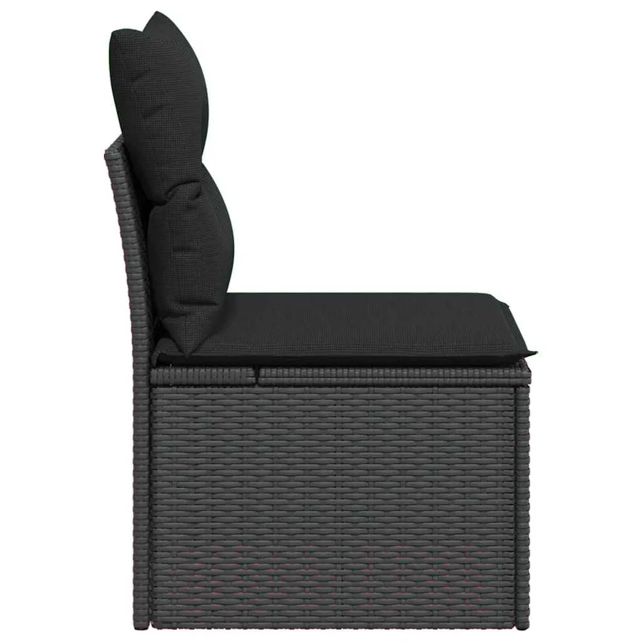 Chaise de jardin sans accoudoirs avec coussins en polyrotin noir - 5