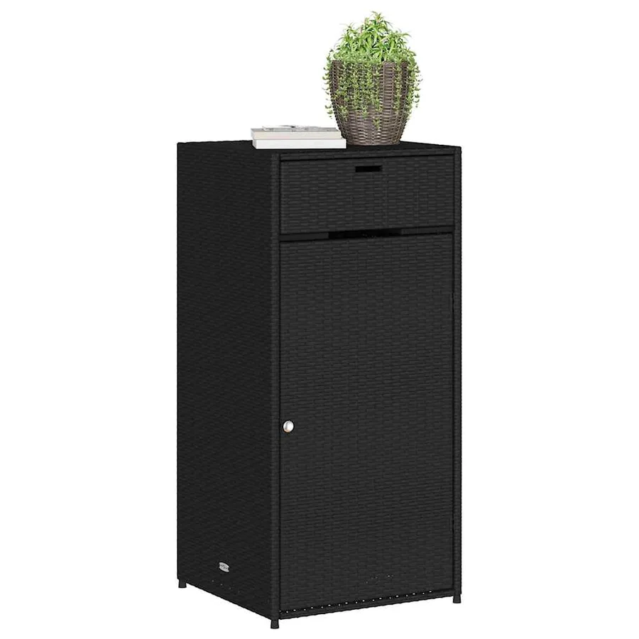 Armoire de rangement de jardin noir 55x55x111 cm résine tressée - 4