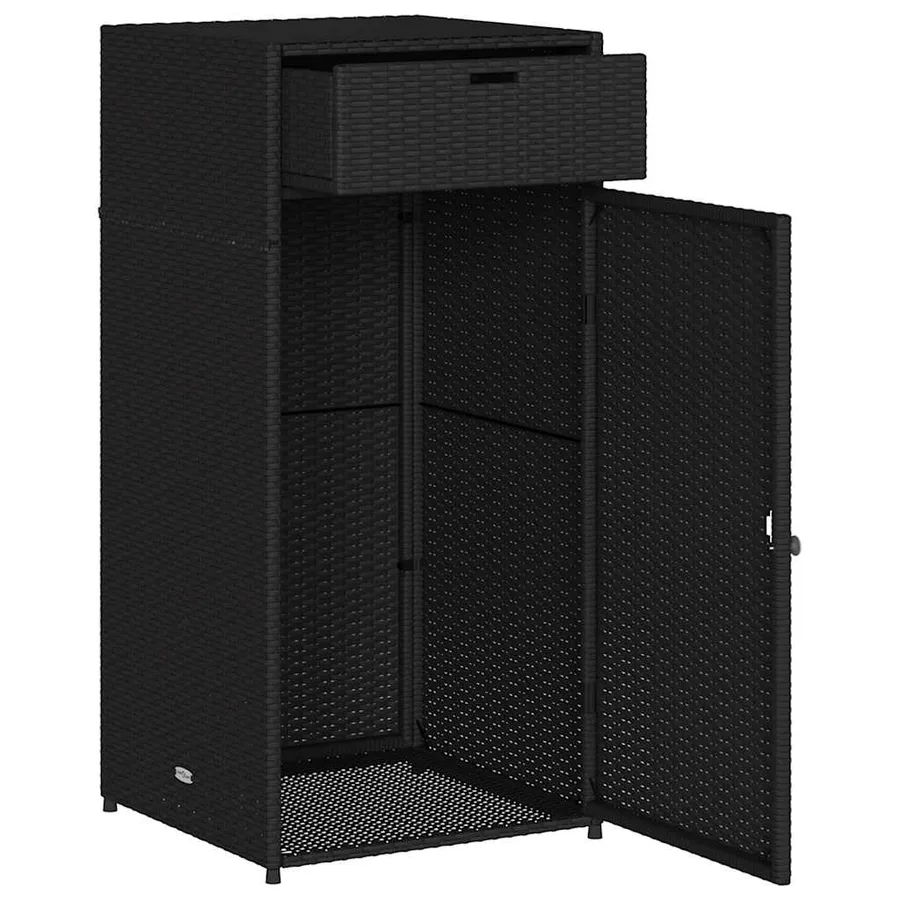 Armoire de rangement de jardin noir 55x55x111 cm résine tressée - 6