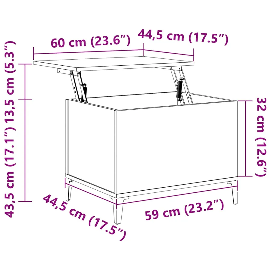 Table basse Chêne marron 60x44,5x45 cm Bois d'ingénierie - 10