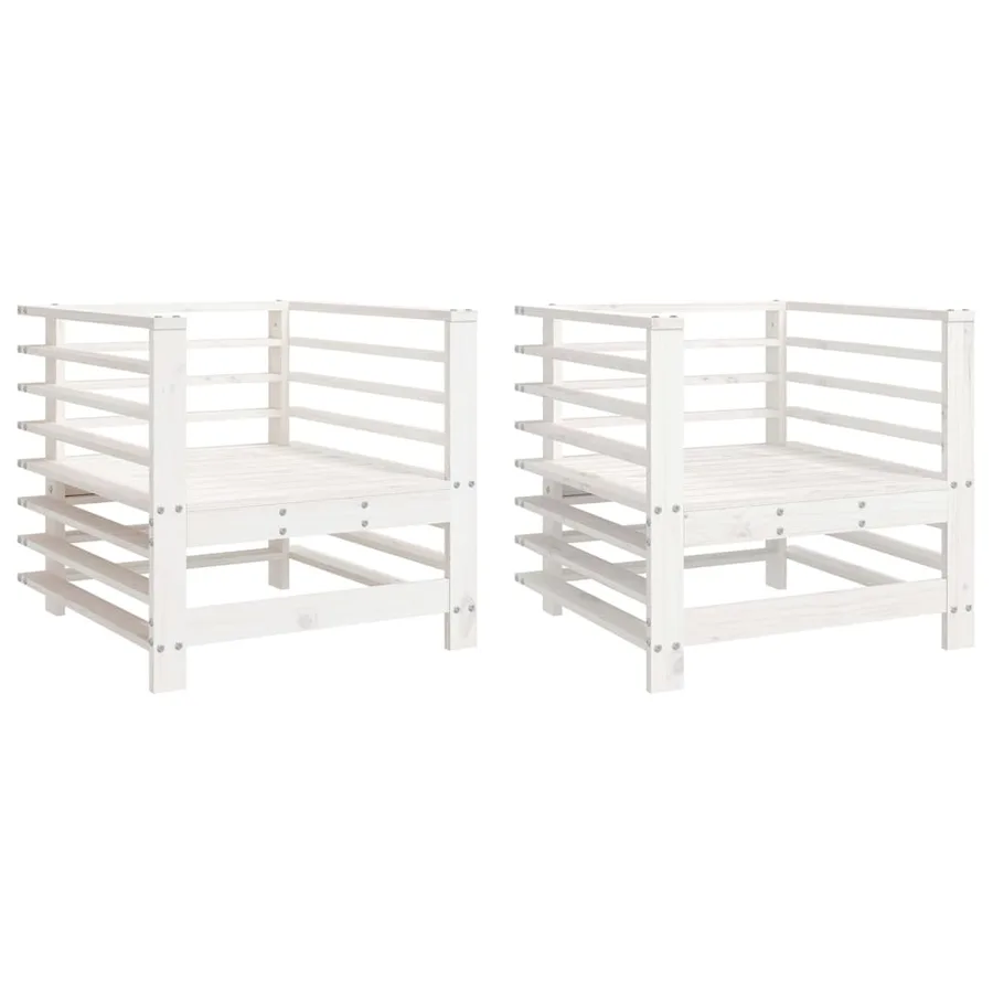 Chaises de jardin lot de 2 blanc bois massif de pin - 2