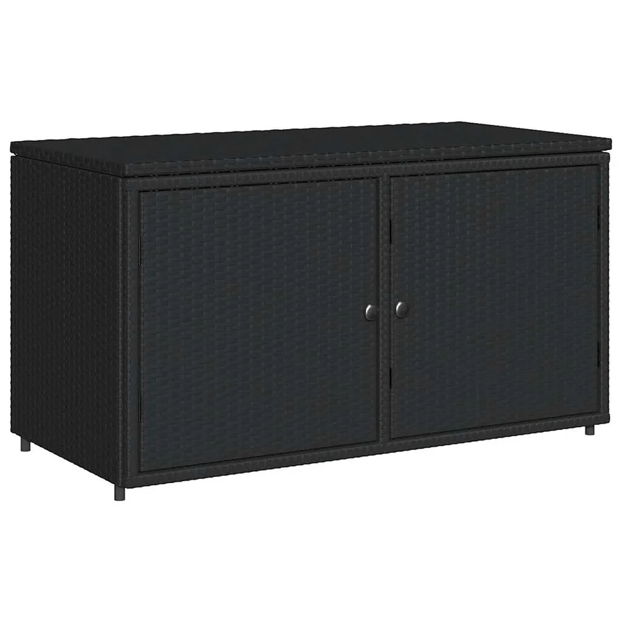 Armoire de rangement jardin noir 110x55x60,5 cm résine tressée - 2