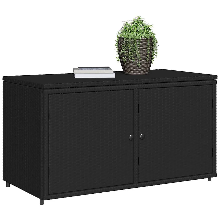Armoire de rangement jardin noir 110x55x60,5 cm résine tressée - 4