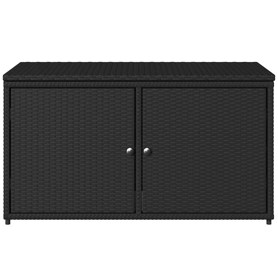 Armoire de rangement jardin noir 110x55x60,5 cm résine tressée - 6