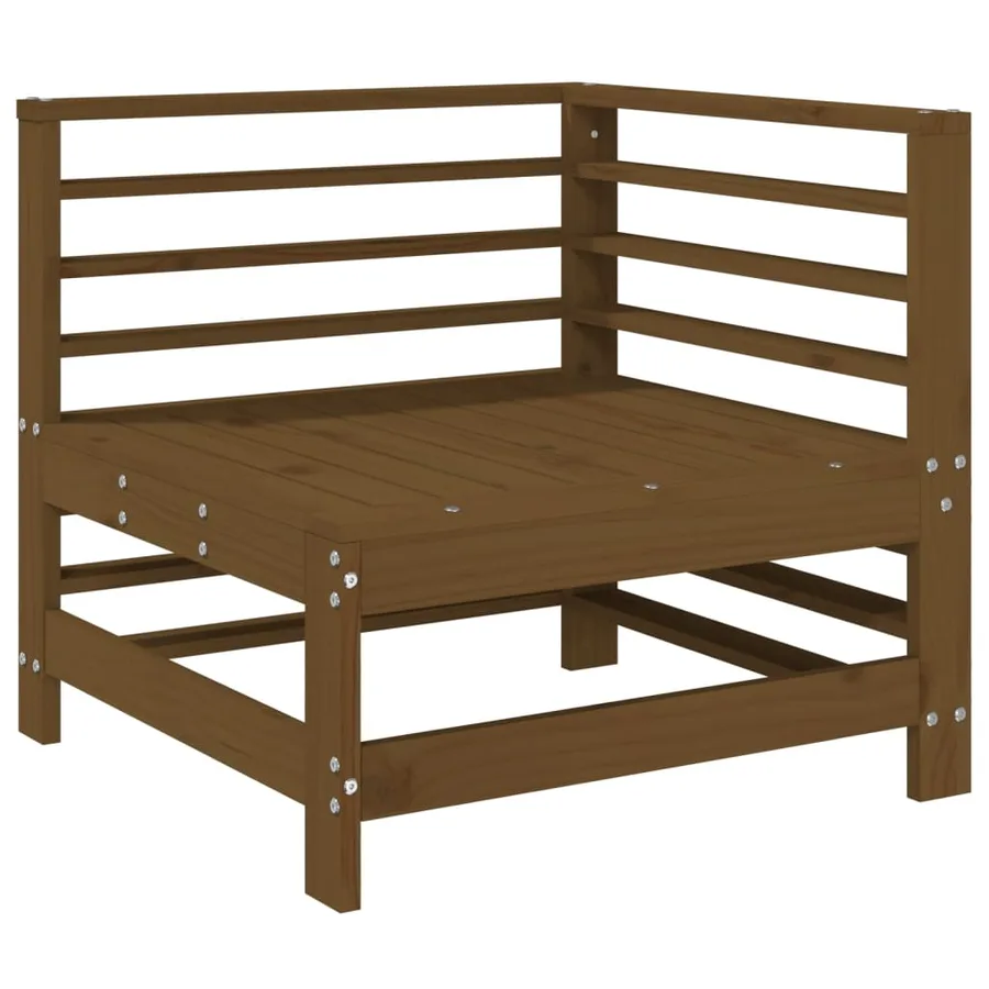 Canapé d'angle de jardin marron miel bois de pin solide - 2