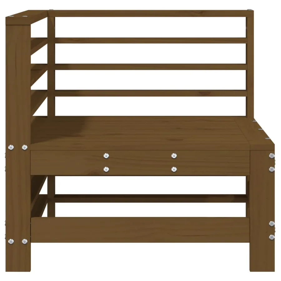 Canapé d'angle de jardin marron miel bois de pin solide - 3