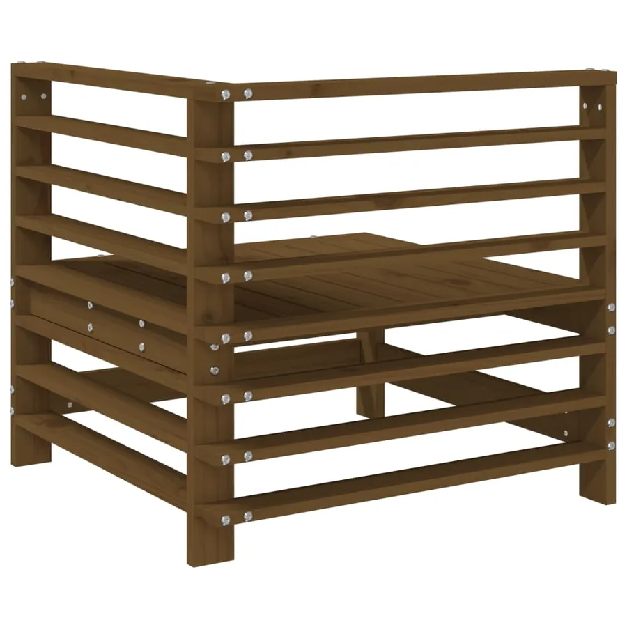 Canapé d'angle de jardin marron miel bois de pin solide - 5