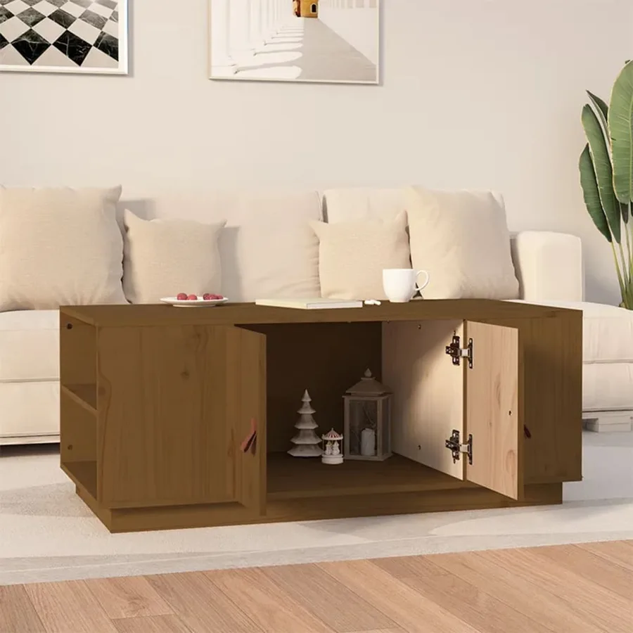 Table basse Marron miel 100x50x41 cm Bois massif de pin - 3