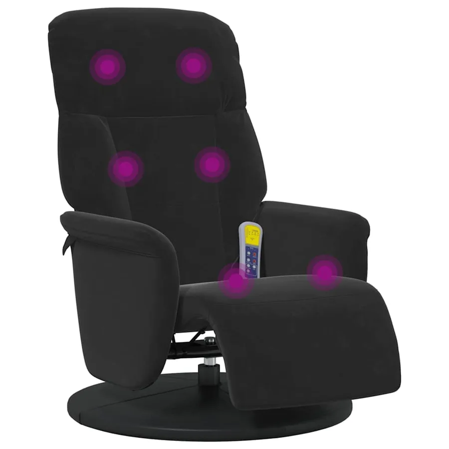 Fauteuil inclinable de massage avec repose-pied noir velours - 2