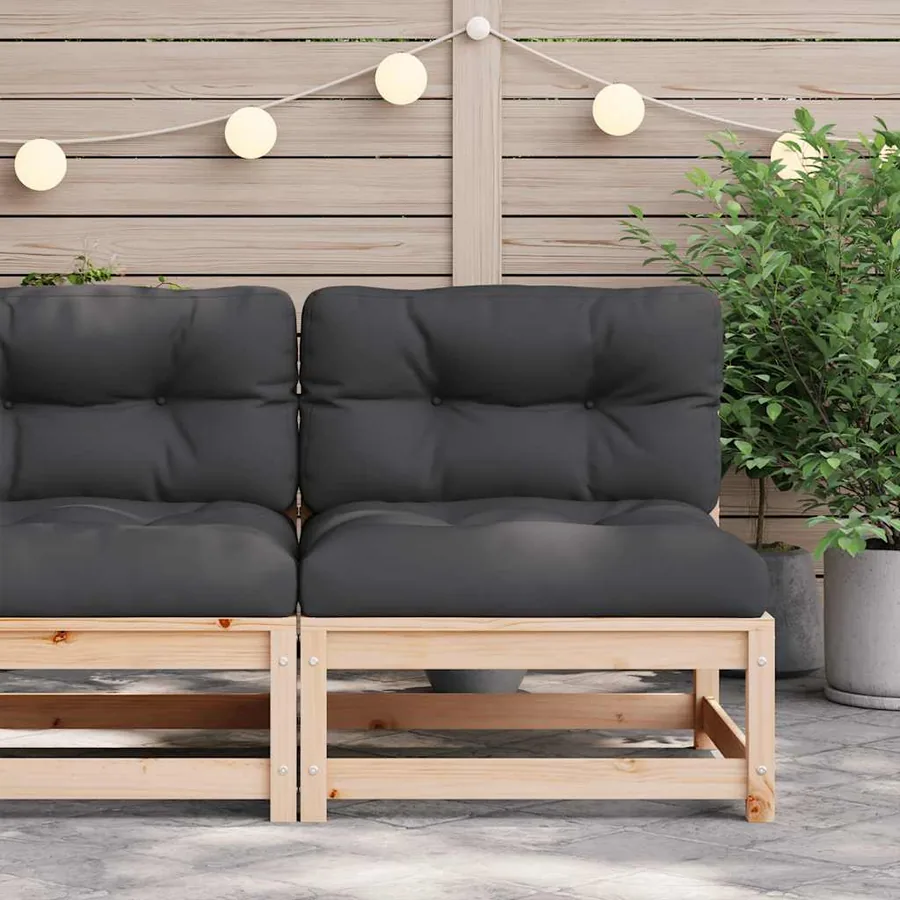 Canapé de jardin sans accoudoirs et coussins bois massif de pin - 3