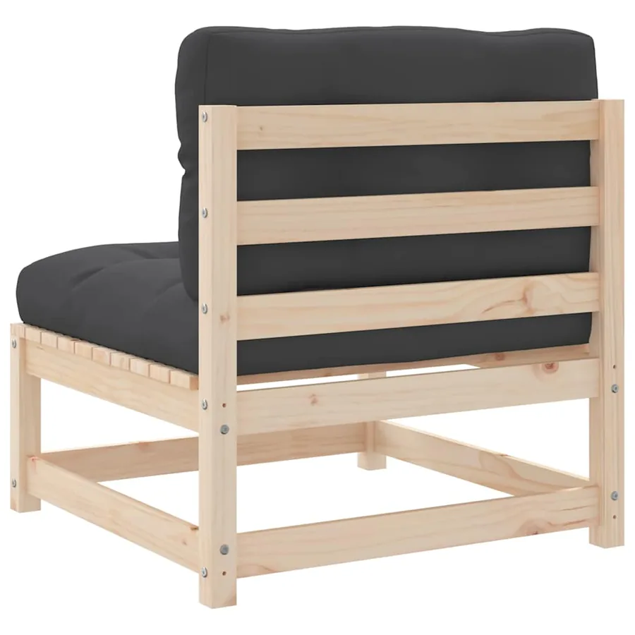 Canapé de jardin sans accoudoirs et coussins bois massif de pin - 7