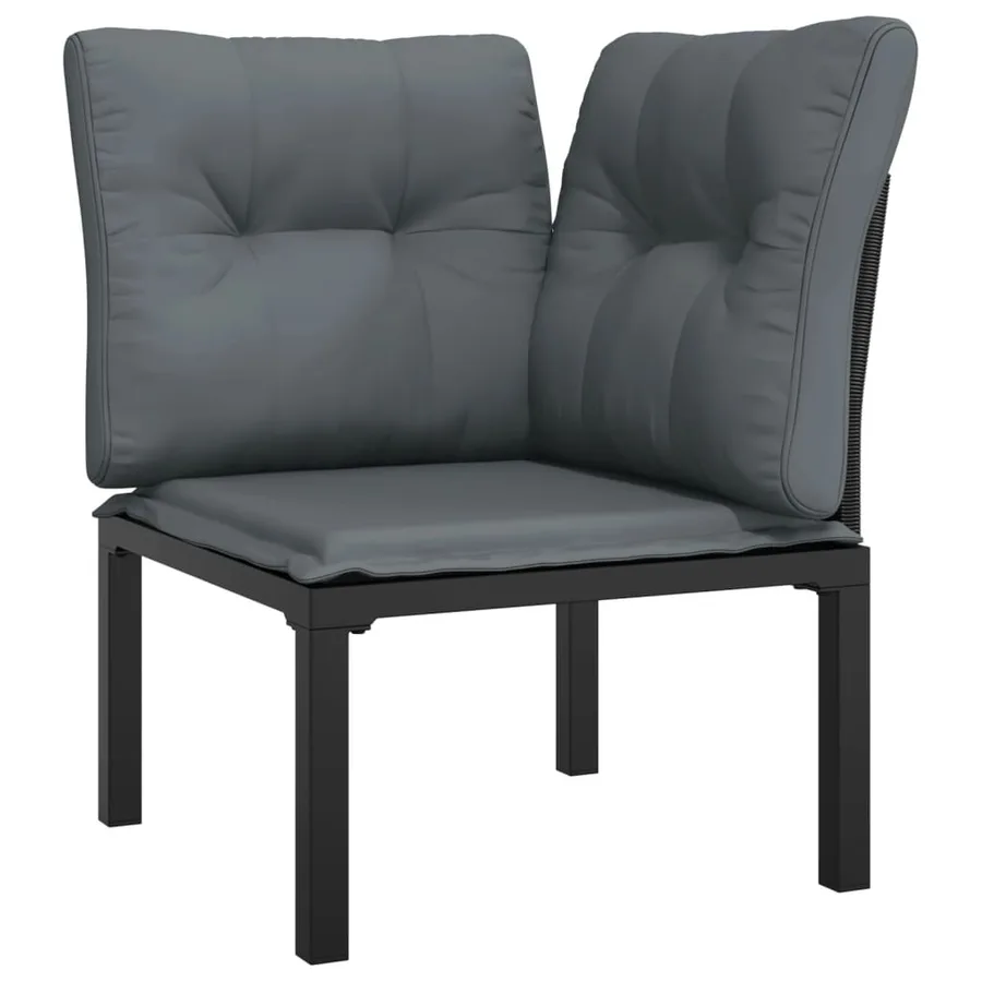 Salon de jardin 9 pcs noir et gris résine tressée - 4