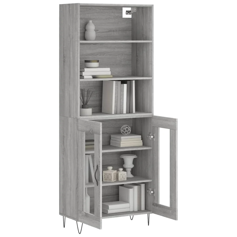 Buffet haut Sonoma gris 69,5x34x180 cm Bois d'ingénierie - 3
