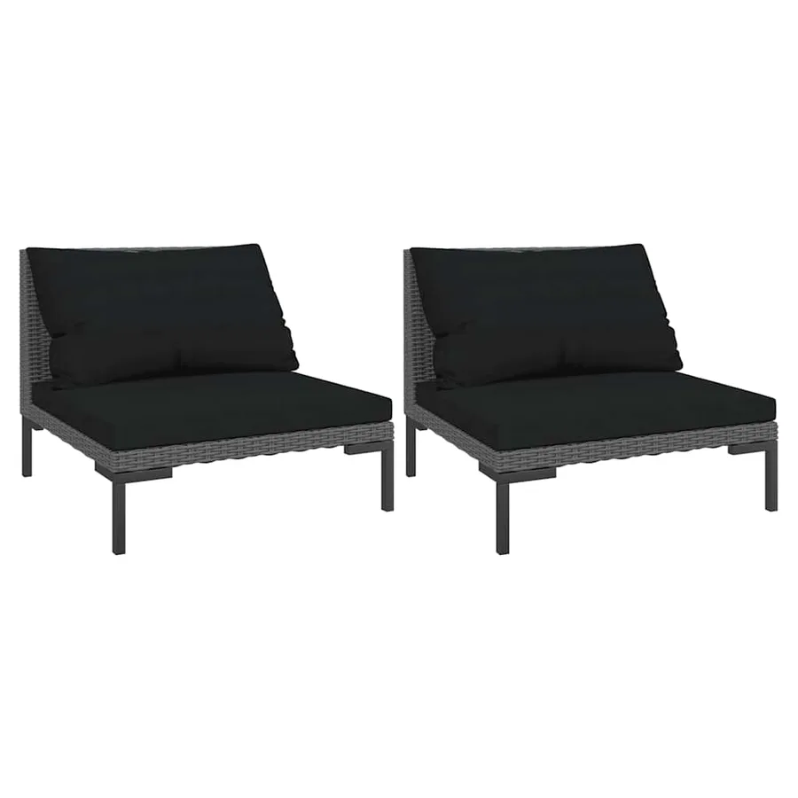 Canapés de jardin 2 pcs avec coussins Résine tressée demi-ronde - 2