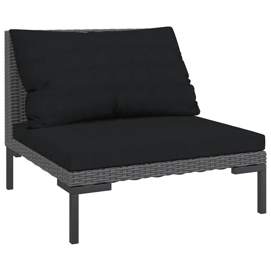 Canapés de jardin 2 pcs avec coussins Résine tressée demi-ronde - 3