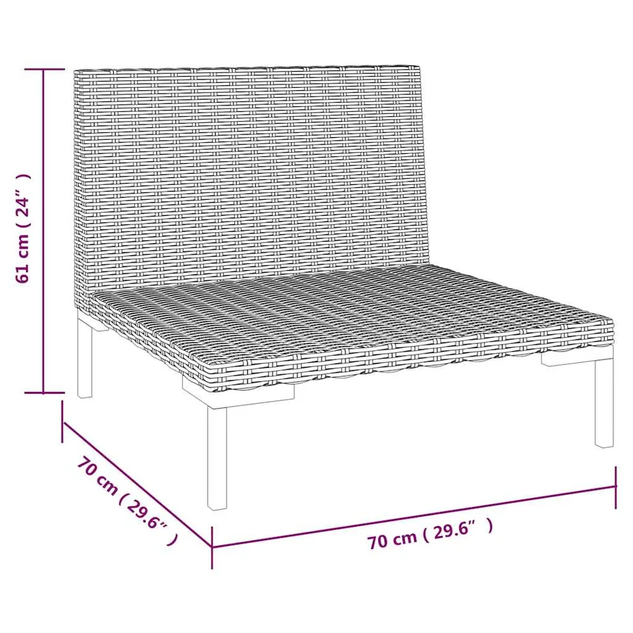 Canapés de jardin 2 pcs avec coussins Résine tressée demi-ronde - 7