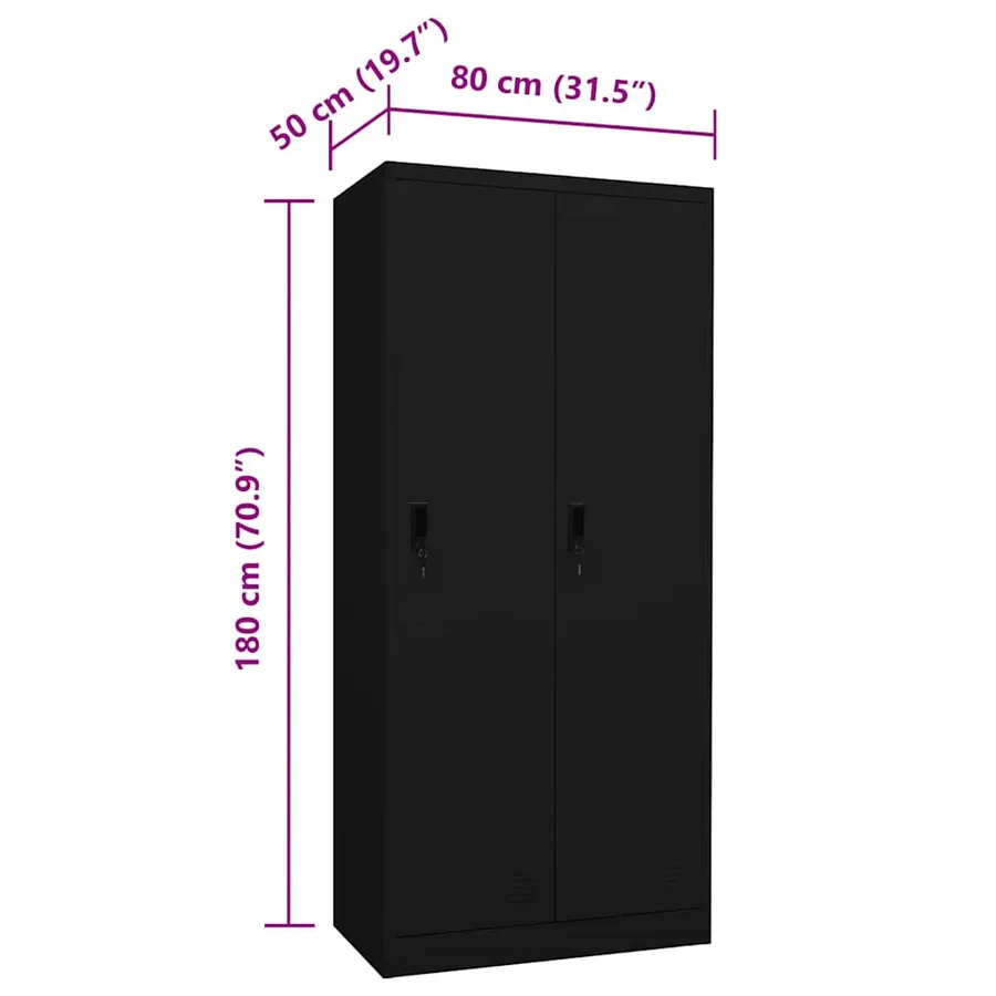 Garde-robe Noir 80x50x180 cm Acier - 10