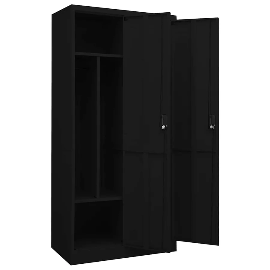 Garde-robe Noir 80x50x180 cm Acier - 5
