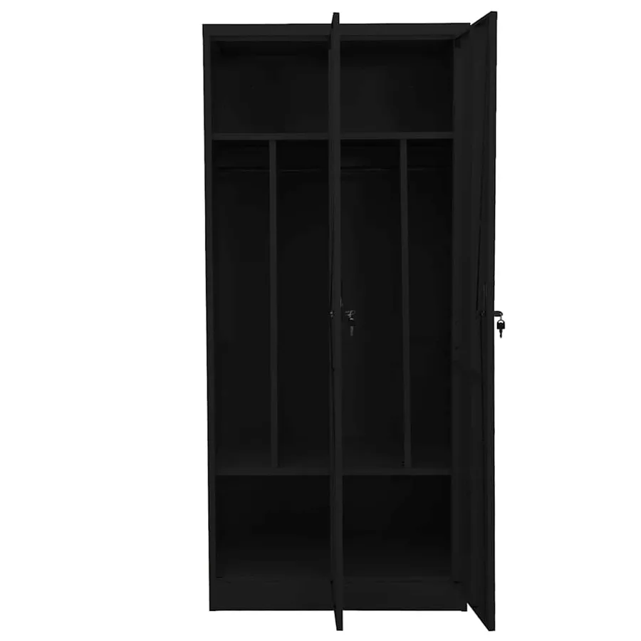 Garde-robe Noir 80x50x180 cm Acier - 6