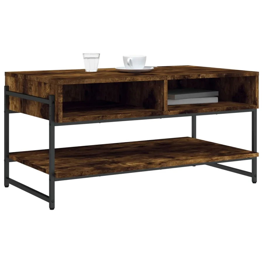 Table basse chêne fumé 90x50x45 cm bois d'ingénierie - 4
