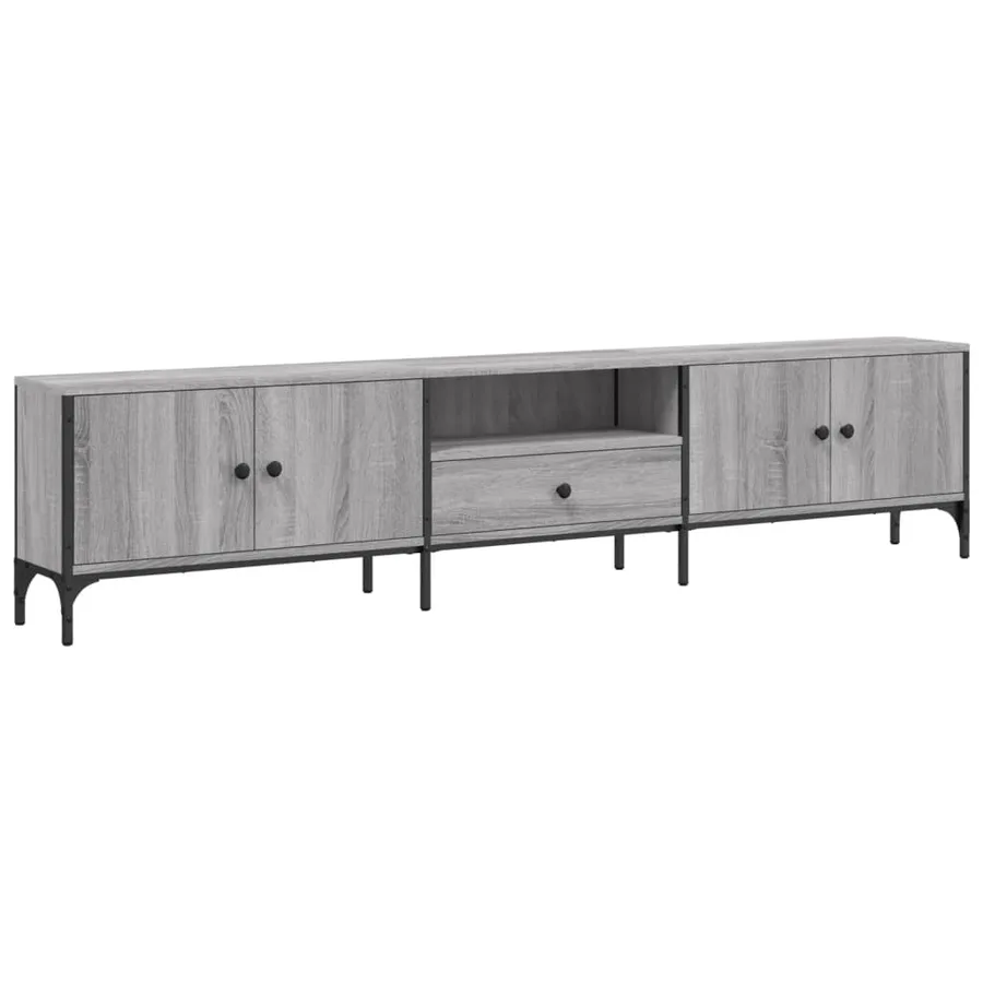 Meuble TV à tiroir sonoma gris 200x25x44 cm bois d'ingénierie - 2