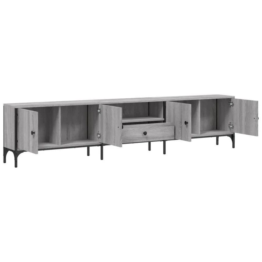 Meuble TV à tiroir sonoma gris 200x25x44 cm bois d'ingénierie - 5
