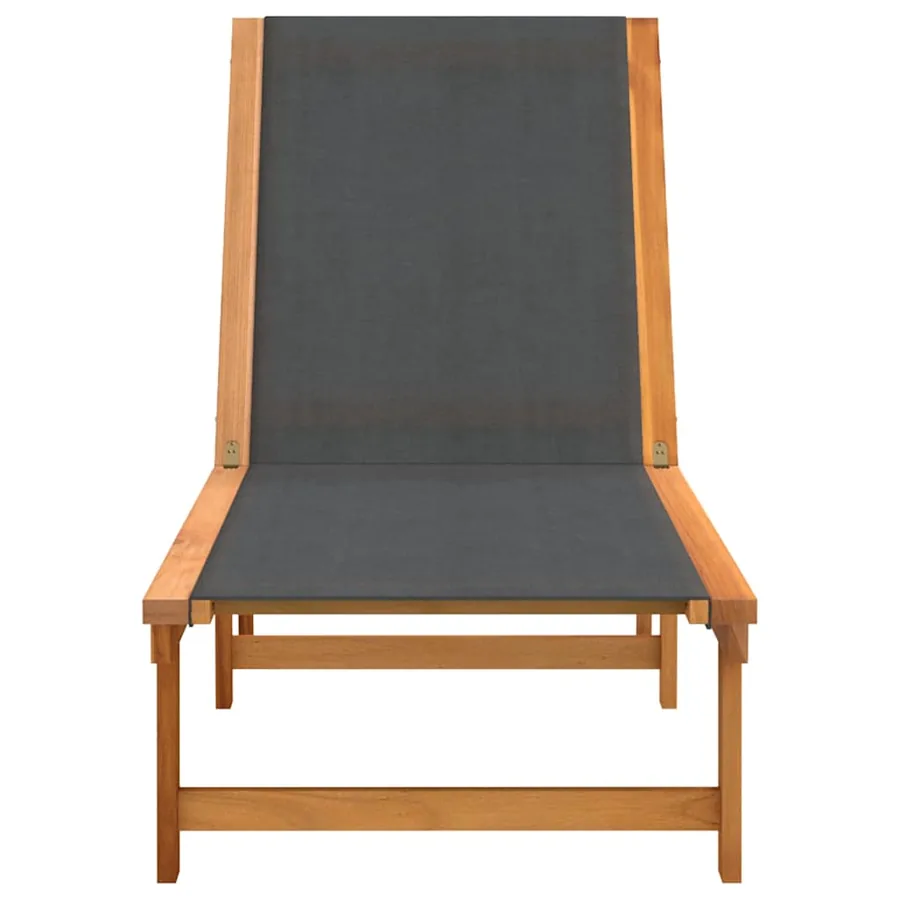 Chaises longues lot de 2 noir bois d'acacia solide et textilène - 3
